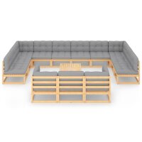 vidaXL 14-tlg. Garten-Lounge-Set mit Kissen Kiefer Massivholz