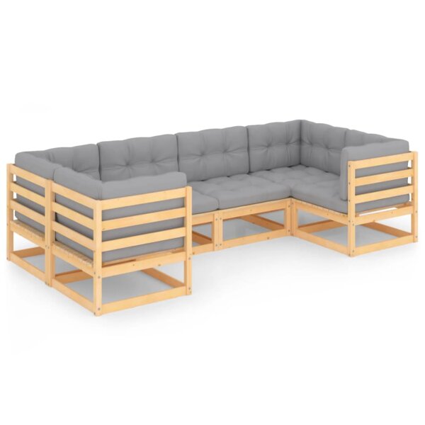 vidaXL 6-tlg. Garten-Lounge-Set mit Kissen Kiefer Massivholz