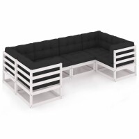 vidaXL 6-tlg. Garten-Lounge-Set mit Kissen Weiß...