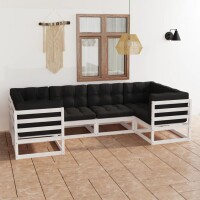 vidaXL 6-tlg. Garten-Lounge-Set mit Kissen Weiß...