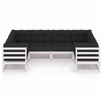 vidaXL 6-tlg. Garten-Lounge-Set mit Kissen Wei&szlig; Kiefer Massivholz