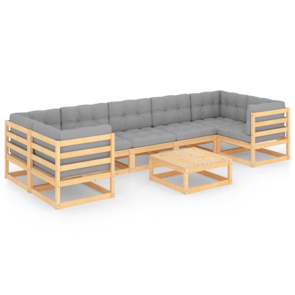 vidaXL 8-tlg. Garten-Lounge-Set mit Kissen Kiefer Massivholz