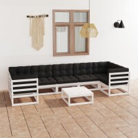 vidaXL 8-tlg. Garten-Lounge-Set mit Kissen Wei&szlig; Kiefer Massivholz