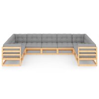 vidaXL 9-tlg. Garten-Lounge-Set mit Kissen Kiefer Massivholz