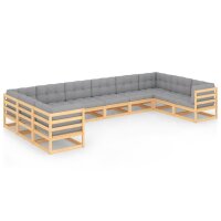 vidaXL 10-tlg. Garten-Lounge-Set mit Kissen Kiefer Massivholz