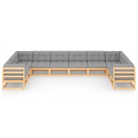 vidaXL 10-tlg. Garten-Lounge-Set mit Kissen Kiefer Massivholz