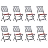 vidaXL Klappbare Gartenstühle 8 Stk. mit Kissen...