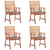 vidaXL Garten-Essstühle 4 Stk. mit Kissen Massivholz...