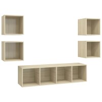 vidaXL 5-tlg. TV-Schrank-Set Sonoma-Eiche Holzwerkstoff