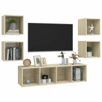 vidaXL 5-tlg. TV-Schrank-Set Sonoma-Eiche Holzwerkstoff