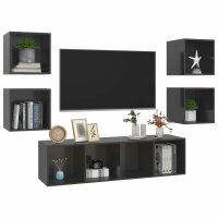 vidaXL 5-tlg. TV-Schrank-Set Hochglanz-Grau Holzwerkstoff