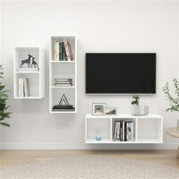 vidaXL 3-tlg. TV-Schrank-Set Weiß Holzwerkstoff