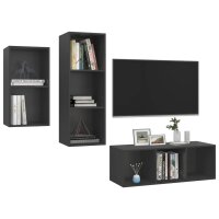 vidaXL 3-tlg. TV-Schrank-Set Grau Holzwerkstoff