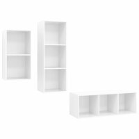 vidaXL 3-tlg. TV-Schrank-Set Hochglanz-Weiß Holzwerkstoff