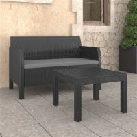 vidaXL 2-tlg. Garten-Lounge-Set mit Kissen PP Rattan...