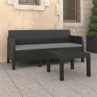 vidaXL 2-tlg. Garten-Lounge-Set mit Kissen PP Rattan...