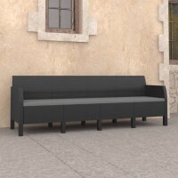 vidaXL 4-Sitzer-Gartensofa mit Kissen Anthrazit PP Rattan