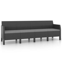 vidaXL 4-Sitzer-Gartensofa mit Kissen Anthrazit PP Rattan