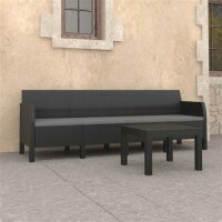 vidaXL 2-tlg. Garten-Lounge-Set mit Kissen PP Rattan...