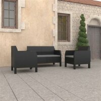 vidaXL 3-tlg. Garten-Lounge-Set mit Kissen PP Rattan...