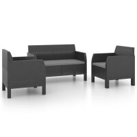 vidaXL 3-tlg. Garten-Lounge-Set mit Kissen PP Rattan...