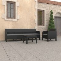 vidaXL 3-tlg. Garten-Lounge-Set mit Kissen PP Rattan...