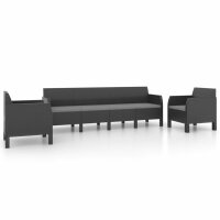 vidaXL 3-tlg. Garten-Lounge-Set mit Kissen PP Rattan...