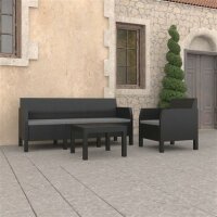 vidaXL 3-tlg. Garten-Lounge-Set mit Kissen PP Rattan...