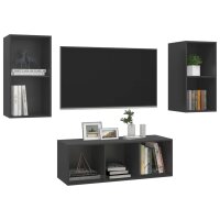 vidaXL 3-tlg. TV-Schrank-Set Grau Holzwerkstoff