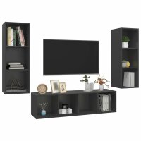 vidaXL 3-tlg. TV-Schrank-Set Grau Holzwerkstoff