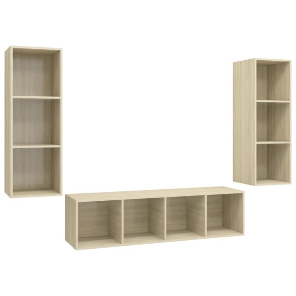 vidaXL 3-tlg. TV-Schrank-Set Sonoma-Eiche Holzwerkstoff