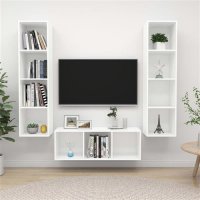 vidaXL 3-tlg. TV-Schrank-Set Weiß Holzwerkstoff