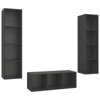 vidaXL 3-tlg. TV-Schrank-Set Grau Holzwerkstoff