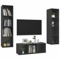 vidaXL 3-tlg. TV-Schrank-Set Grau Holzwerkstoff