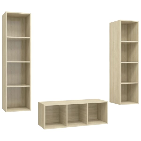 vidaXL 3-tlg. TV-Schrank-Set Sonoma-Eiche Holzwerkstoff