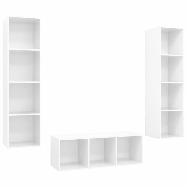 vidaXL 3-tlg. TV-Schrank-Set Hochglanz-Wei&szlig; Holzwerkstoff