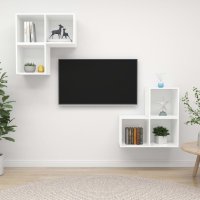 vidaXL 4-tlg. TV-Schrank-Set Weiß Holzwerkstoff