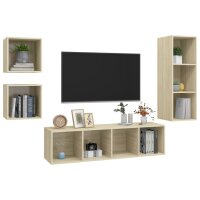 vidaXL 4-tlg. TV-Schrank-Set Sonoma-Eiche Holzwerkstoff