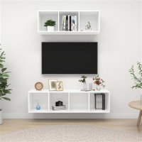 vidaXL 2-tlg. TV-Schrank-Set Weiß Holzwerkstoff