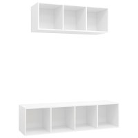 vidaXL 2-tlg. TV-Schrank-Set Weiß Holzwerkstoff