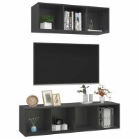 vidaXL 2-tlg. TV-Schrank-Set Grau Holzwerkstoff