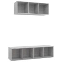 vidaXL 2-tlg. TV-Schrank-Set Betongrau Holzwerkstoff