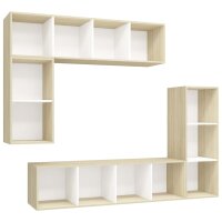 vidaXL 4-tlg. TV-Schrank-Set Weiß Sonoma-Eiche...