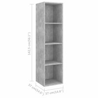vidaXL 3-tlg. TV-Schrank-Set Betongrau Holzwerkstoff