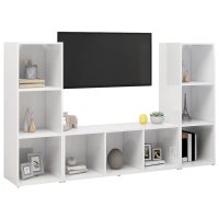 vidaXL TV-Schränke 3 Stk. Weiß 107x35x37 cm Holzwerkstoff