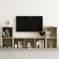 vidaXL 3-tlg. TV-Schrank-Set Sonoma-Eiche Holzwerkstoff