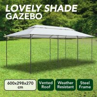 vidaXL Pavillon 600x298x270 cm Wei&szlig; 180g/m&sup2;