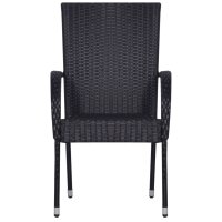 vidaXL Stapelbare Gartenst&uuml;hle 6 Stk. Poly Rattan Schwarz