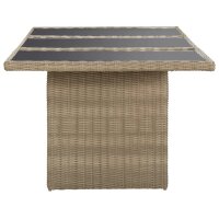 vidaXL Garten-Esstisch Braun 200x100x74 cm Glas und Poly Rattan