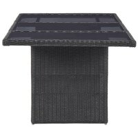 vidaXL Garten-Esstisch Schwarz 200x100x74 cm Glas und Poly Rattan